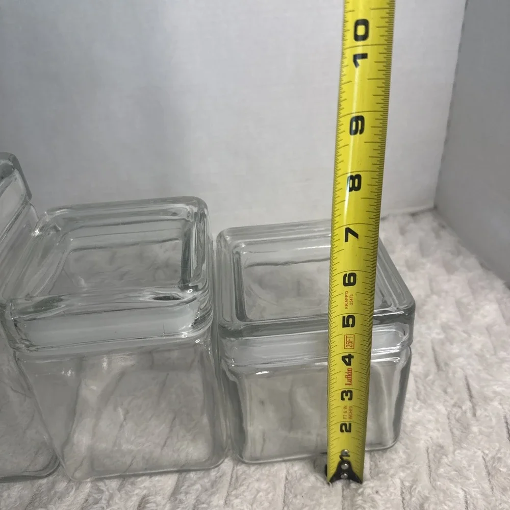 VTG Anchor Hocking Canada Glass Stackable Square Canister Airtight Lid Vessel